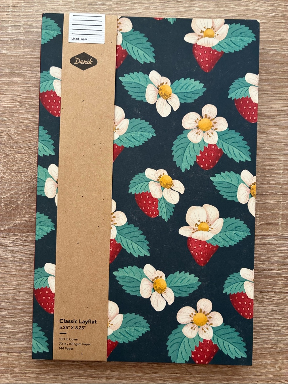 Denik Strawberry Lined Notebook - Lay Flat Design